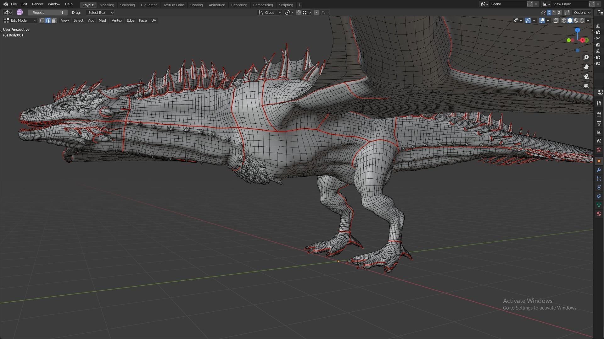 Fire Breathing Wyvern Dragon 3D model_39
