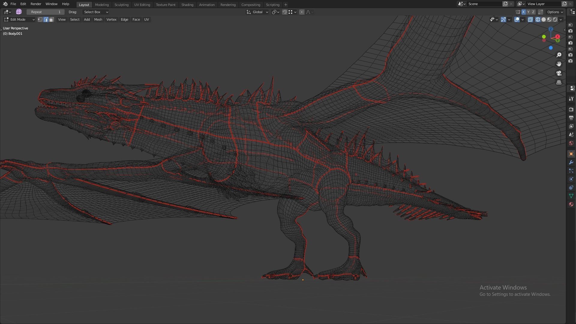 Fire Breathing Wyvern Dragon 3D model_135