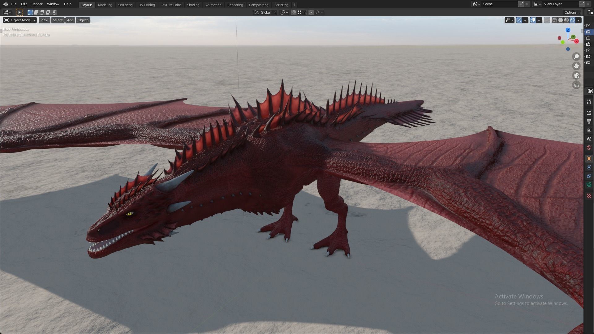 Fire Breathing Wyvern Dragon 3D model_112
