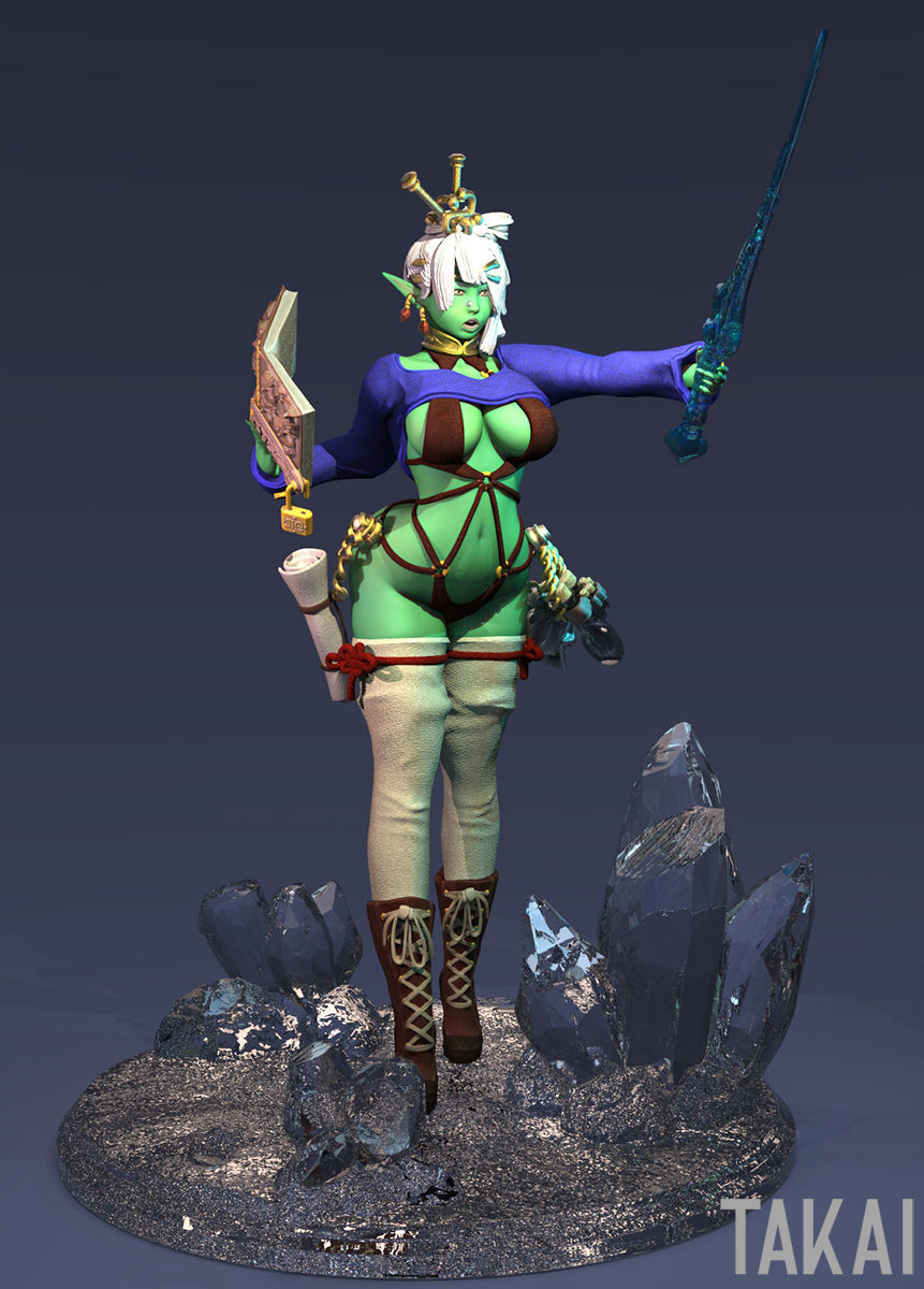 Fantasy 3D Print Pin Up Tabletop Figurine - Mistress Army Mage 3D print model_4