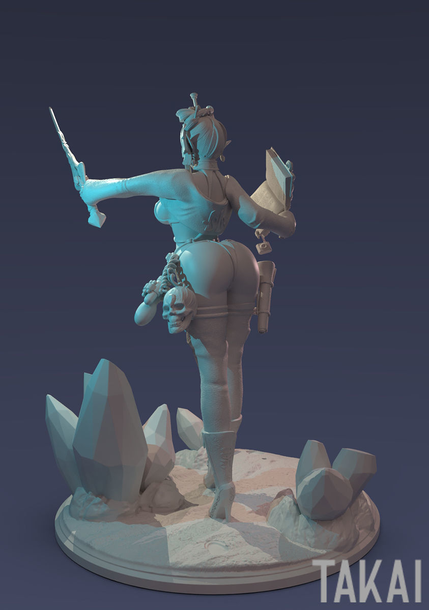 Fantasy 3D Print Pin Up Tabletop Figurine - Mistress Army Mage 3D print model_14