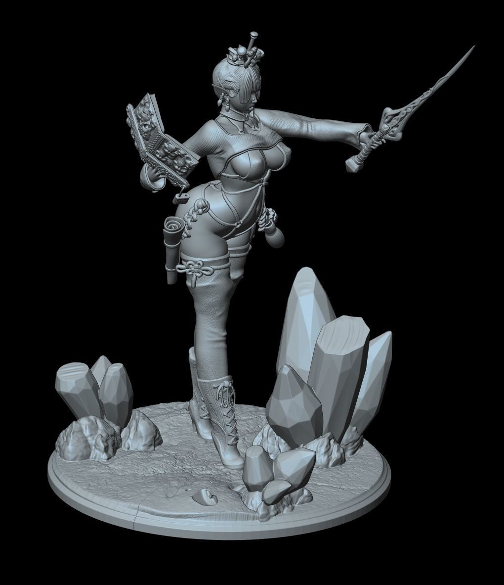 Fantasy 3D Print Pin Up Tabletop Figurine - Mistress Army Mage 3D print model_21