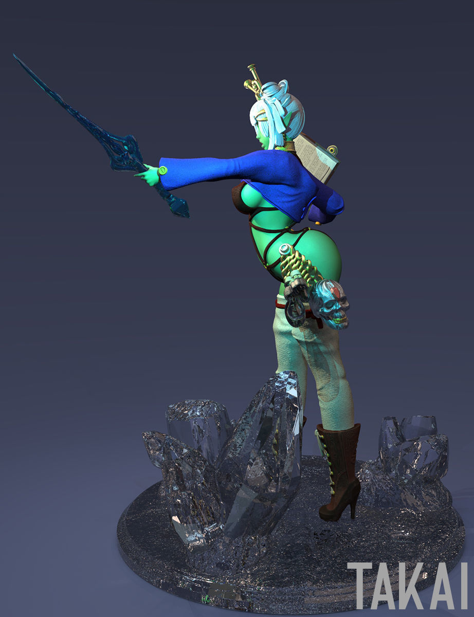 Fantasy 3D Print Pin Up Tabletop Figurine - Mistress Army Mage 3D print model_7