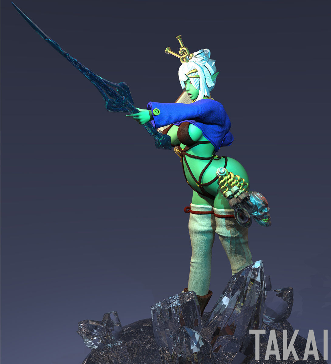 Fantasy 3D Print Pin Up Tabletop Figurine - Mistress Army Mage 3D print model_6