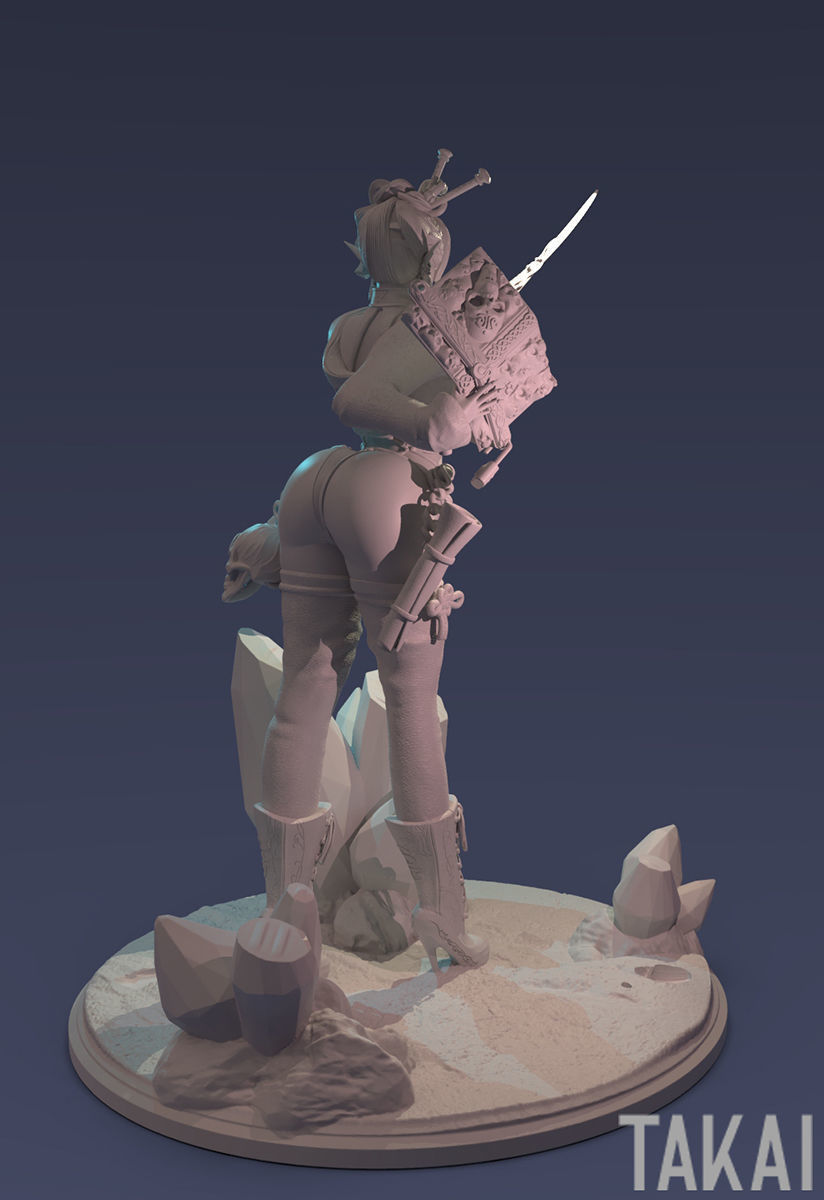 Fantasy 3D Print Pin Up Tabletop Figurine - Mistress Army Mage 3D print model_16