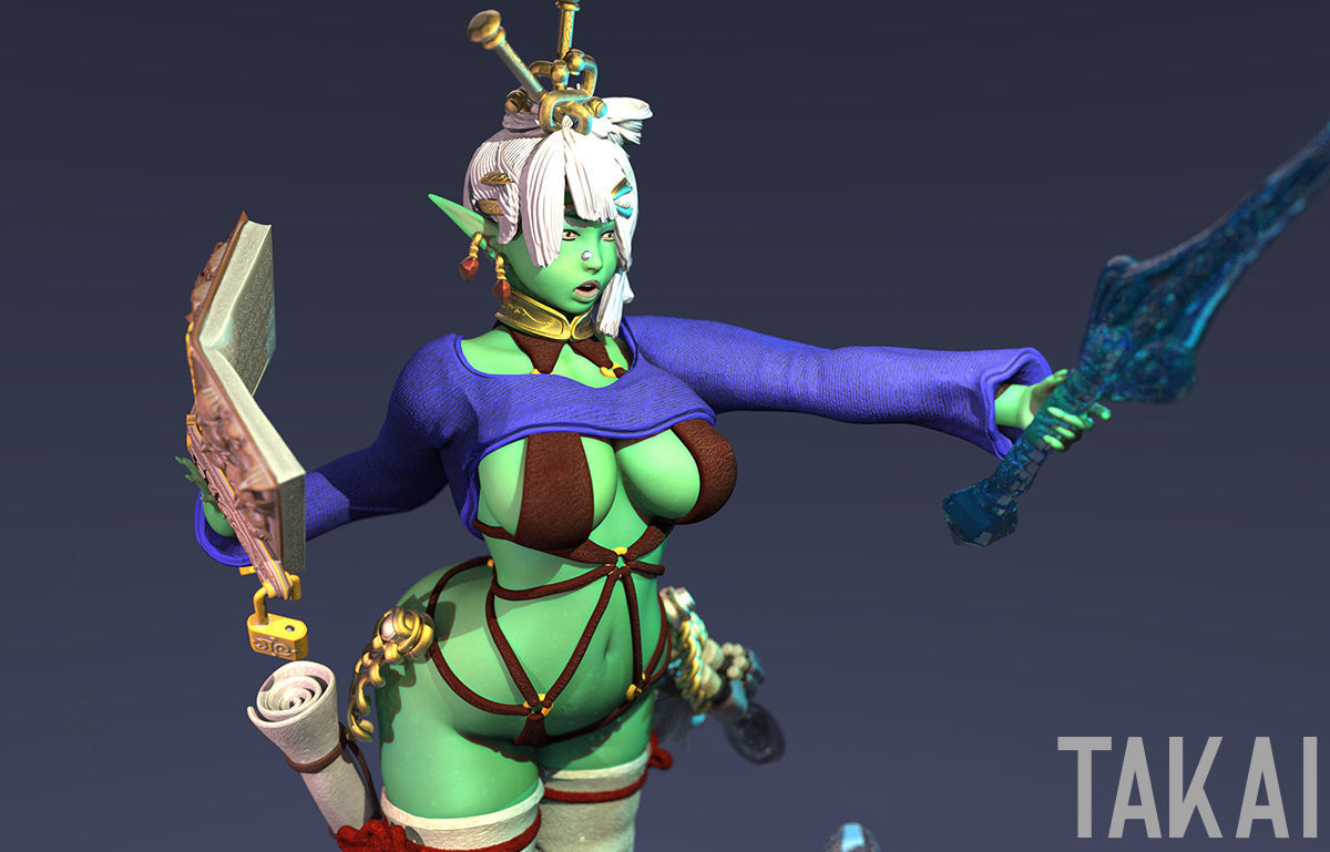 Fantasy 3D Print Pin Up Tabletop Figurine - Mistress Army Mage 3D print model_35