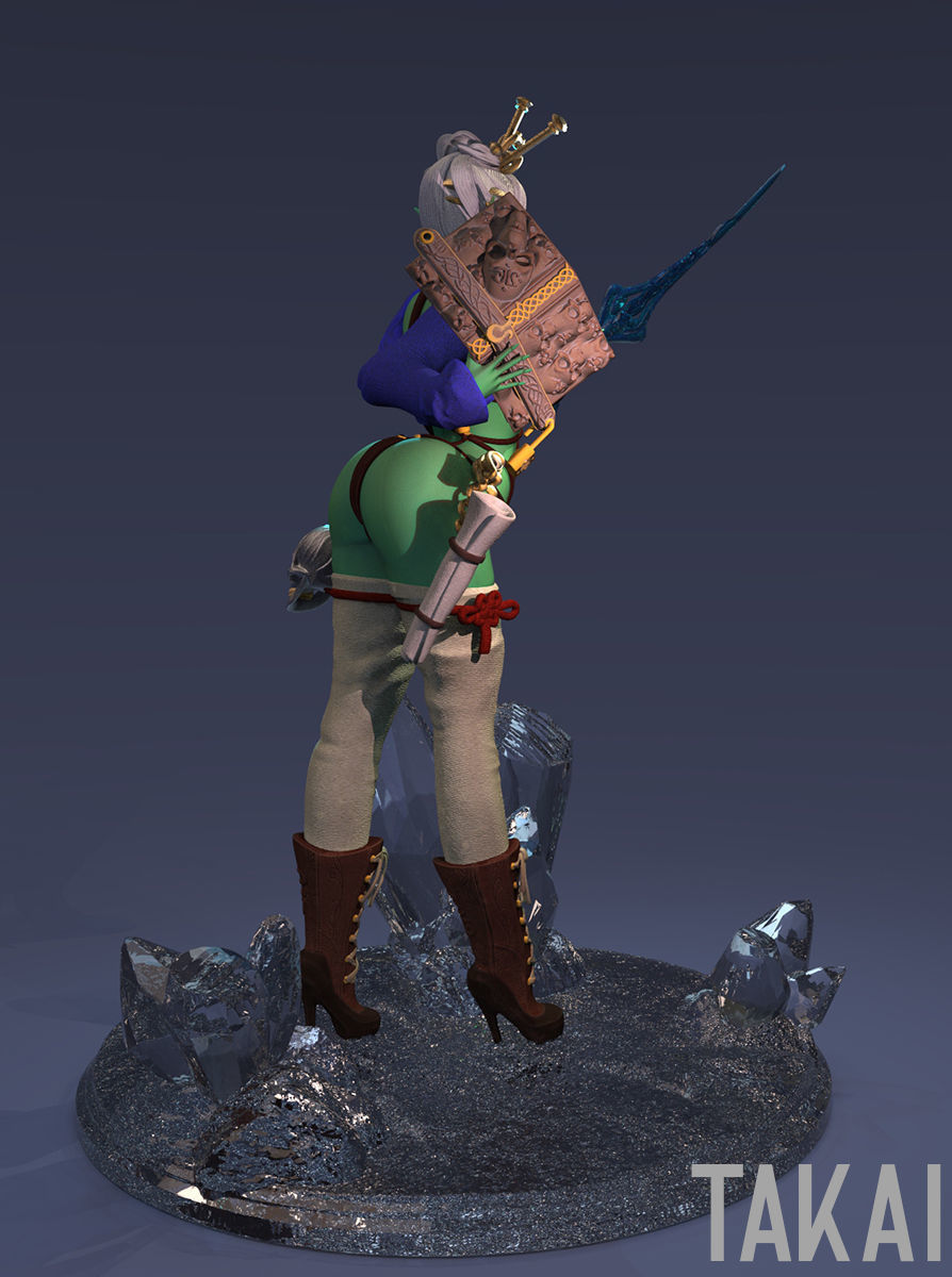 Fantasy 3D Print Pin Up Tabletop Figurine - Mistress Army Mage 3D print model_10