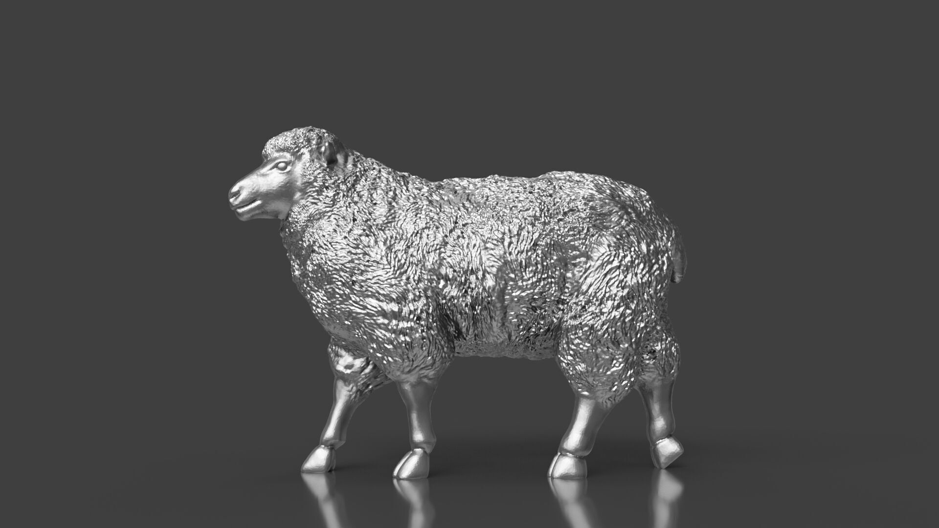Silver Sheep Walk Pose 3D print model_2