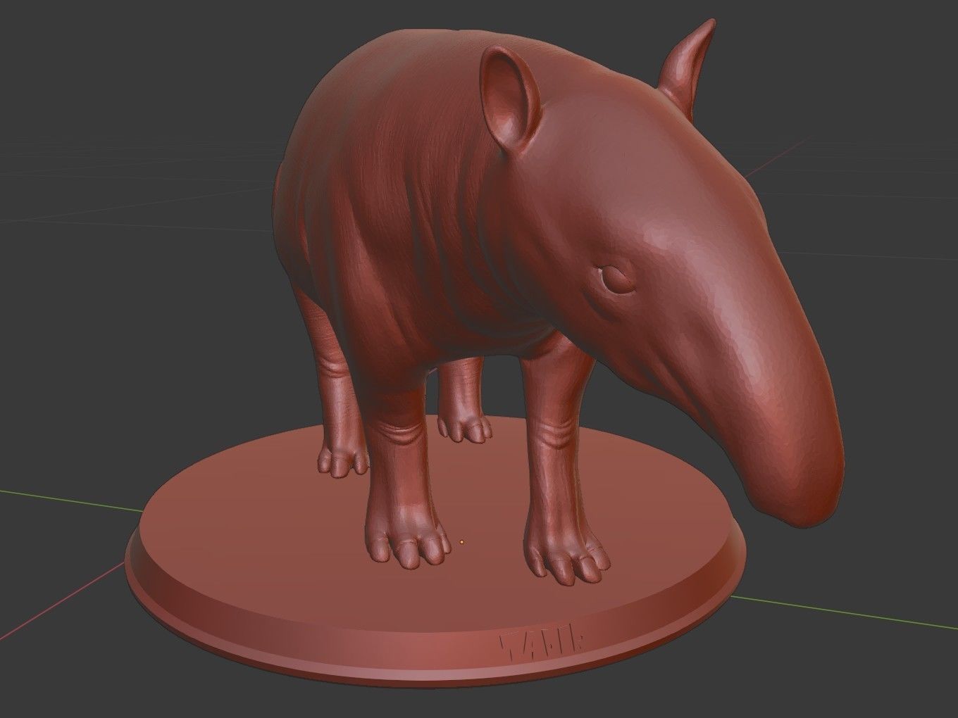 Tapir hippopotamus 3D print model_9