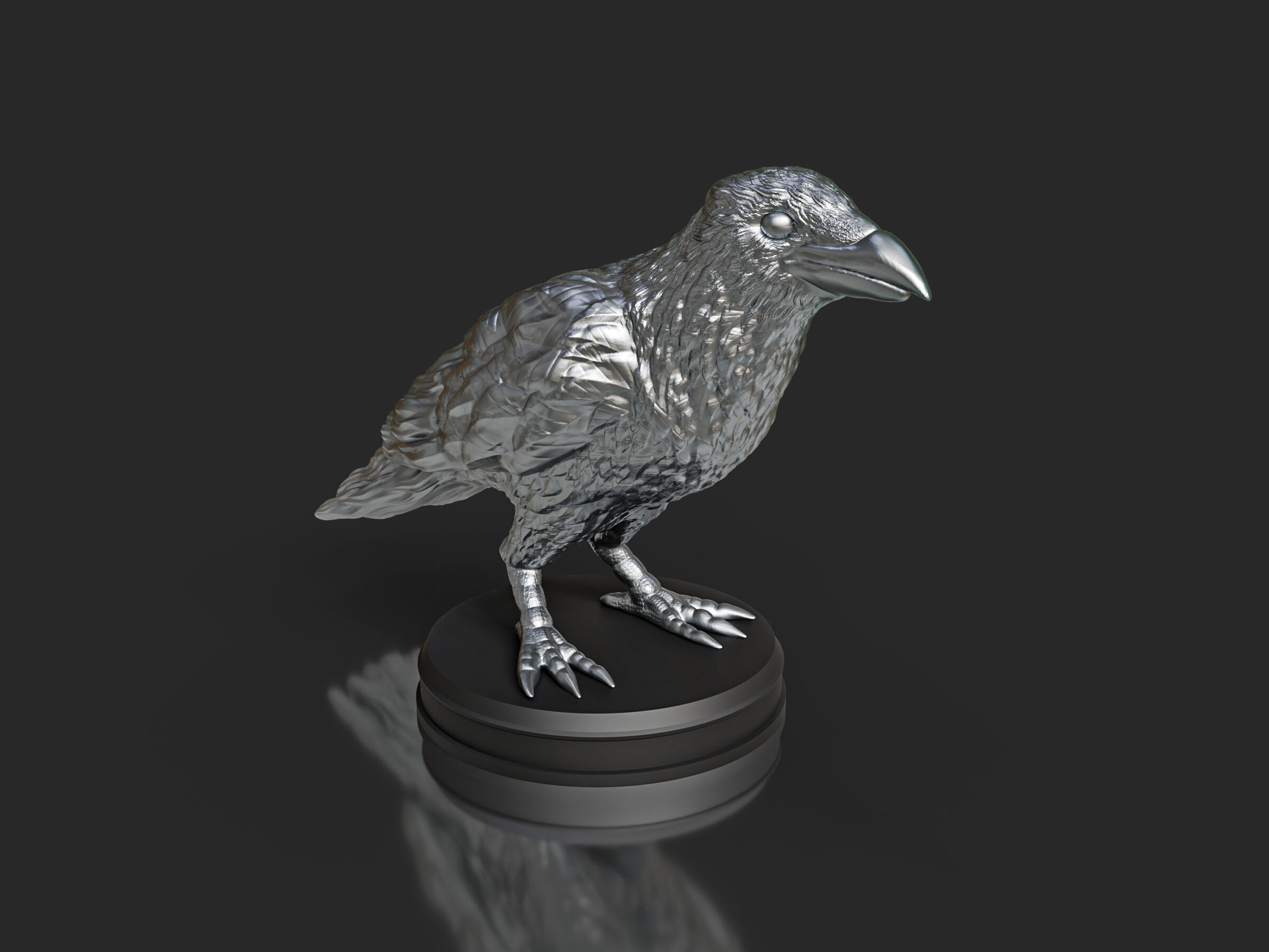 Silver Crow Bird 3D print model_2