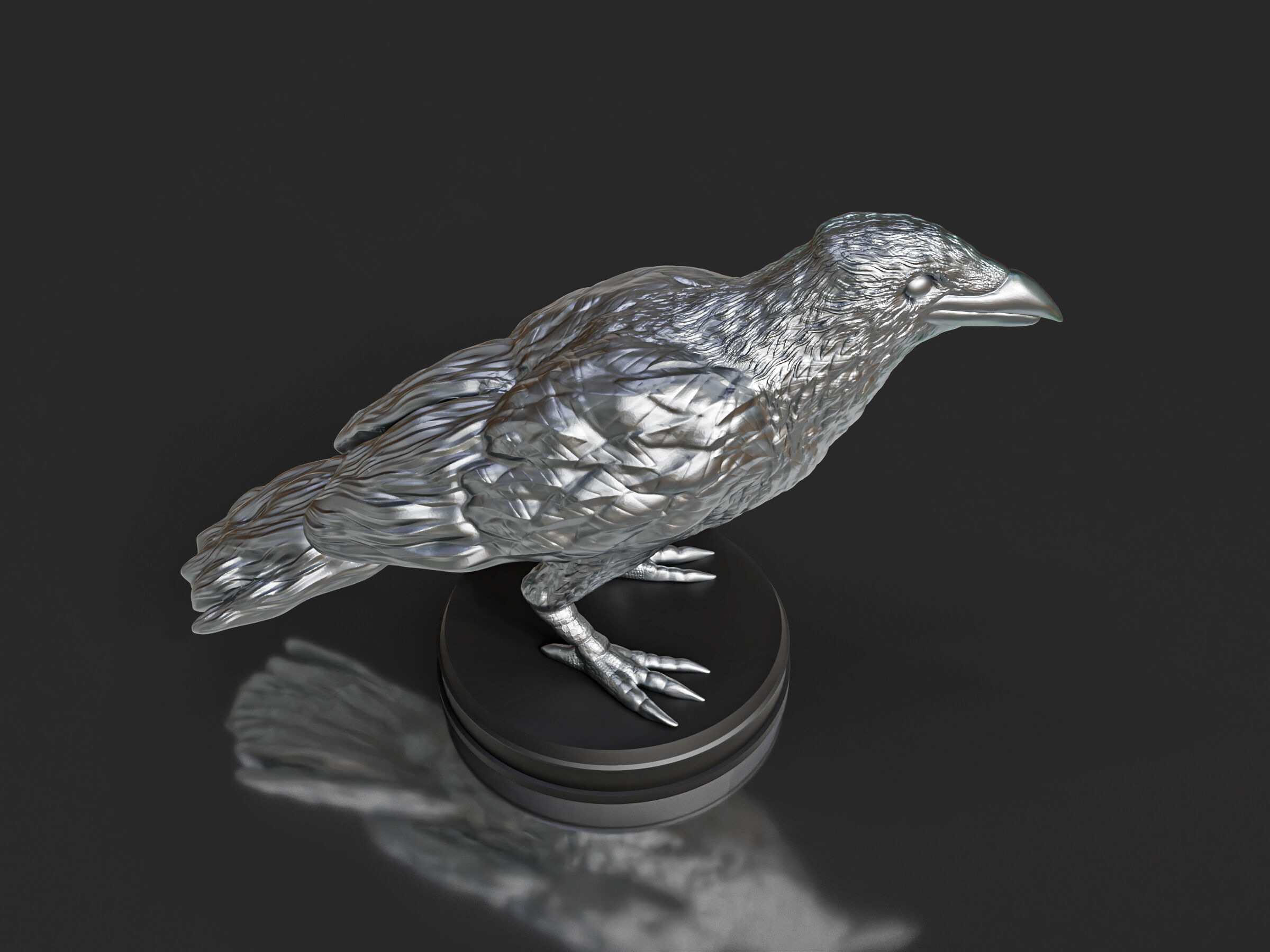 Silver Crow Bird 3D print model_3