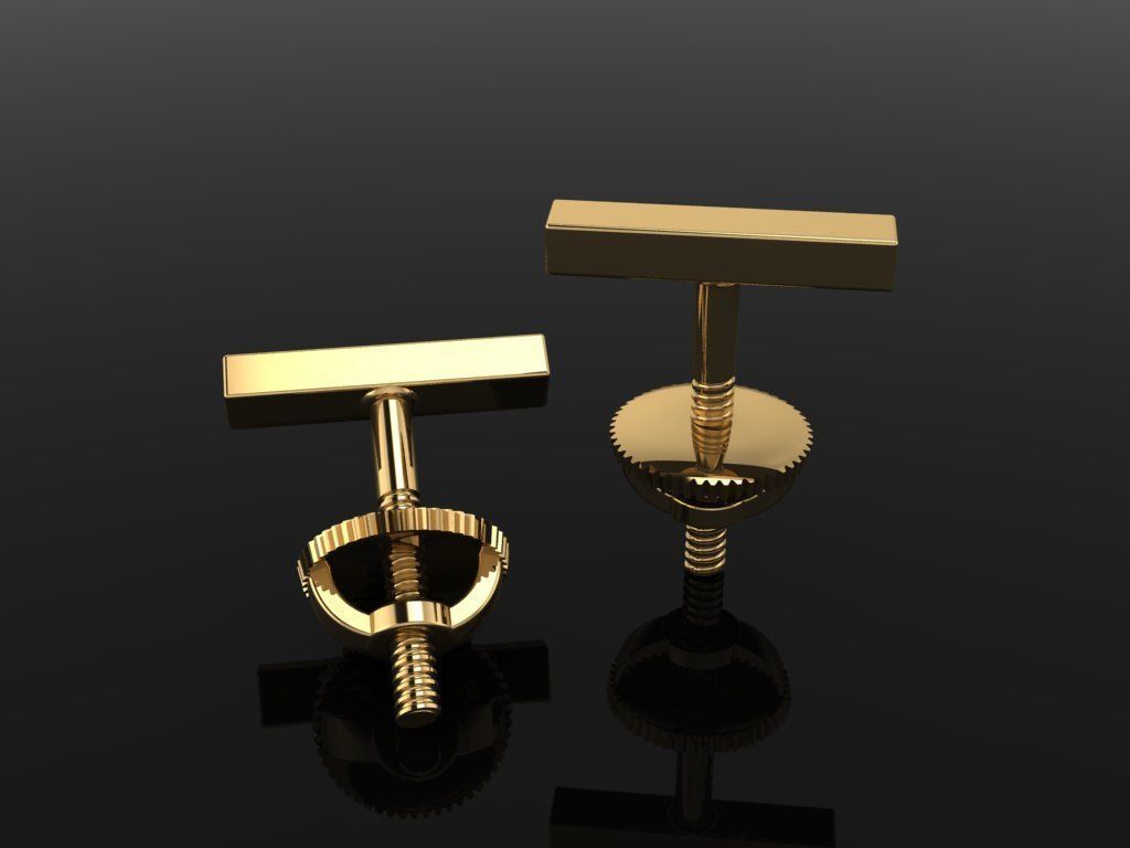 Dainty Bar Stud Earring 3D print model_2