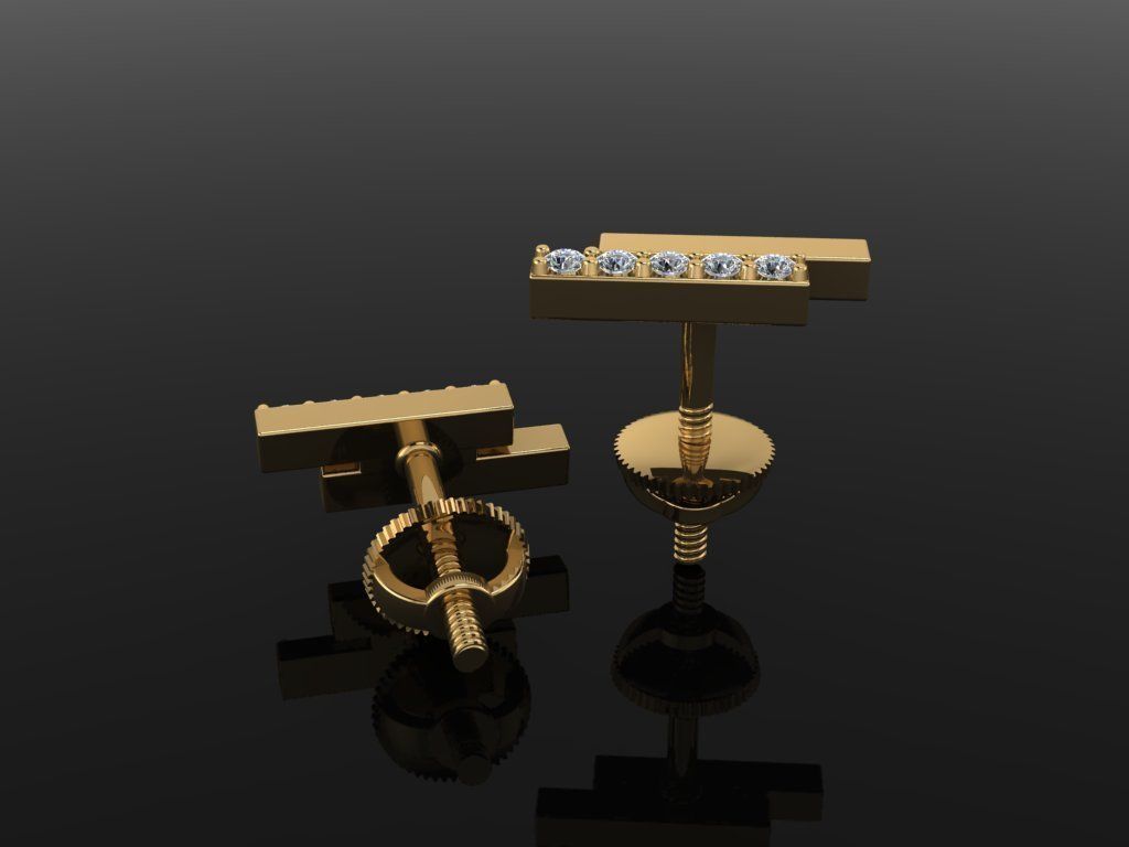 Double Diamond  Uneven Bar Earring  2nd concept 3D print model_2
