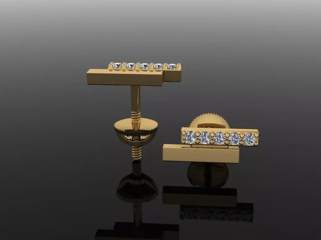 Double Diamond  Uneven Bar Earring  2nd concept 3D print model_0