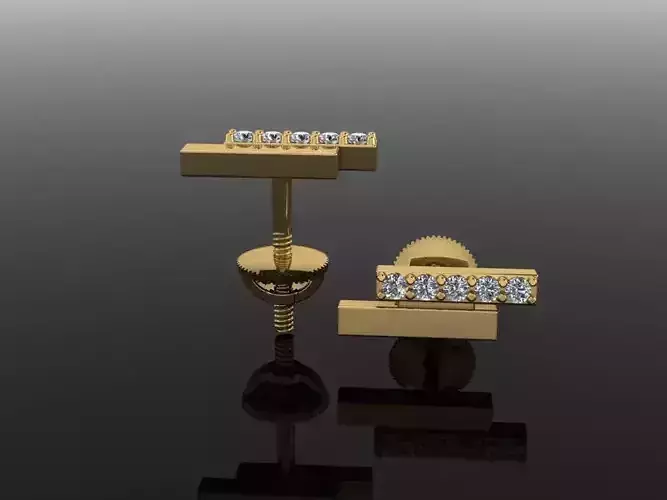 Double Diamond  Uneven Bar Earring  2nd concept