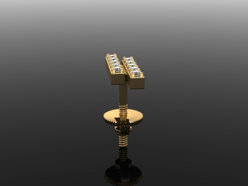 Double Diamond  Uneven Bar Earring 3D print model_4