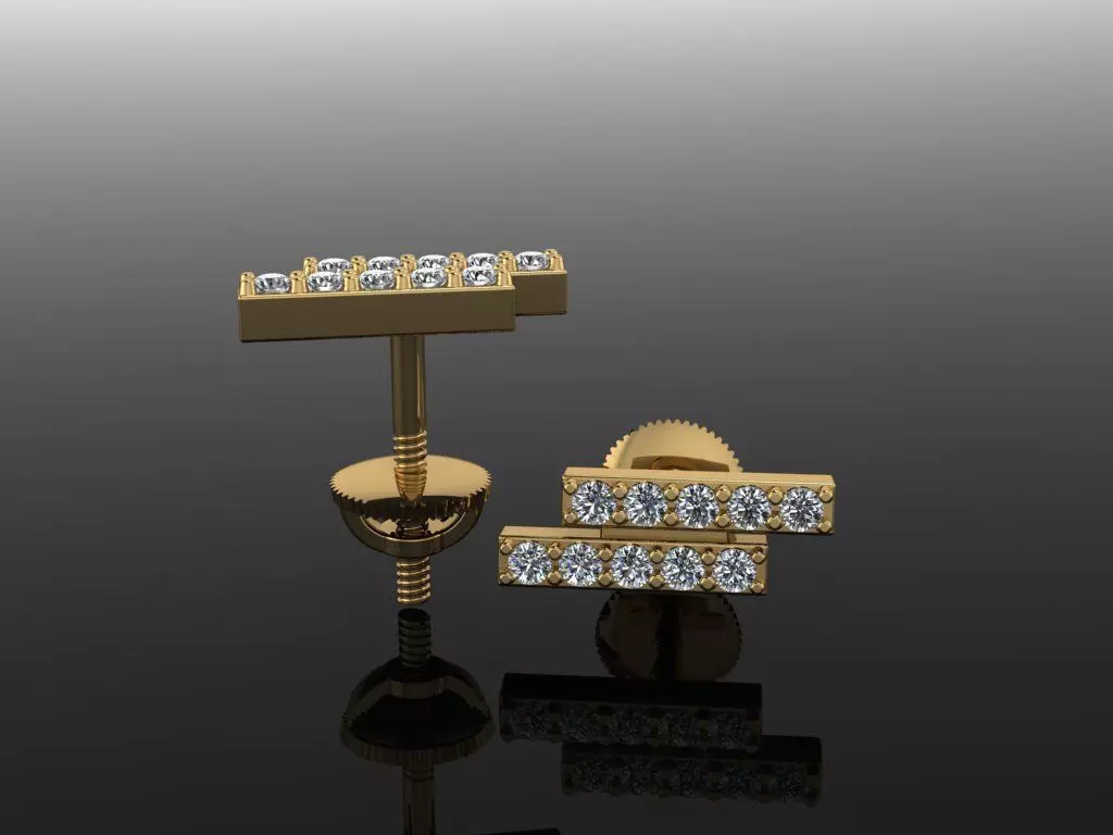 Double Diamond  Uneven Bar Earring 3D print model_0