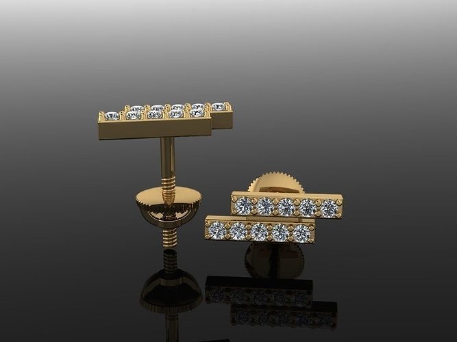 Double Diamond  Uneven Bar Earring 3D print model