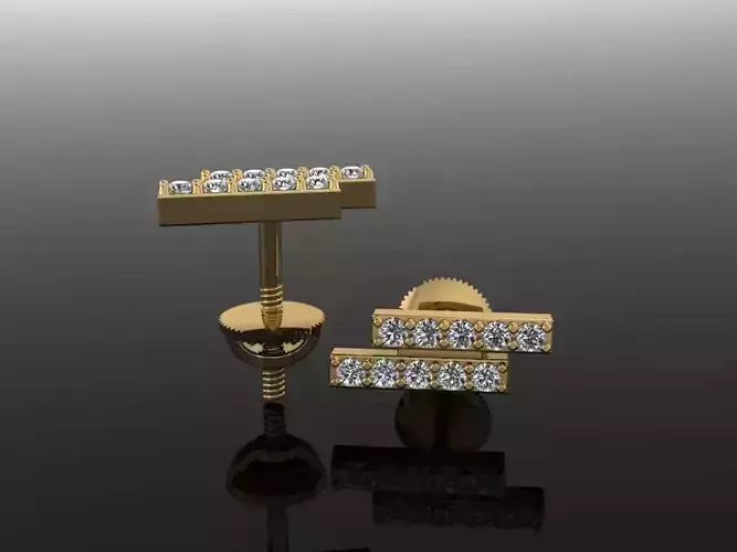 Double Diamond  Uneven Bar Earring 3D print model