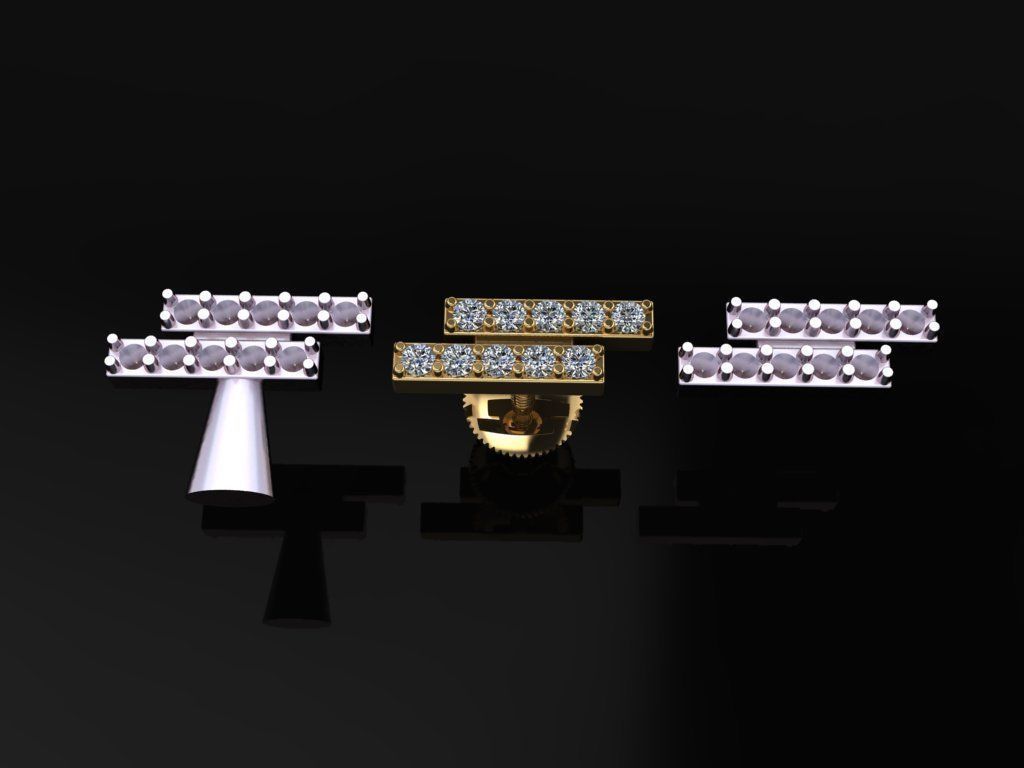 Double Diamond  Uneven Bar Earring 3D print model_1