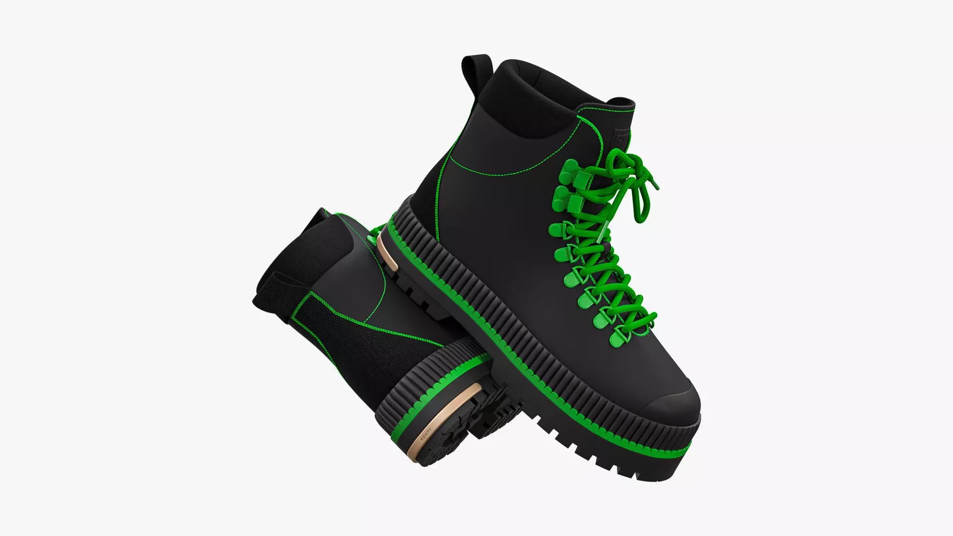 Fenty Hitch Hiker Boots Black and Green 3D model