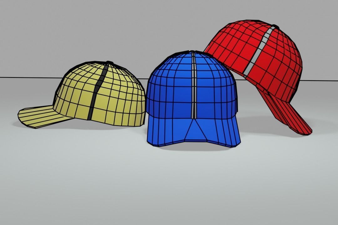 Baseball cap Low-poly 3D model_3