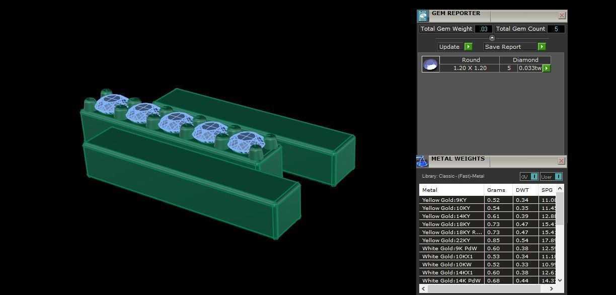 Triple Diamond Row Uneven Bar Earring 2nd Concept 3D print model_8