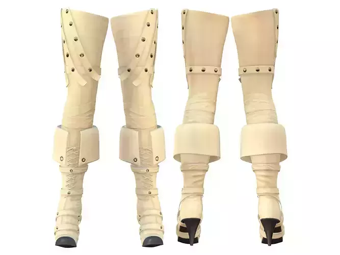 Fashion Beige Leather Thigh High Heels Pirate Boots
