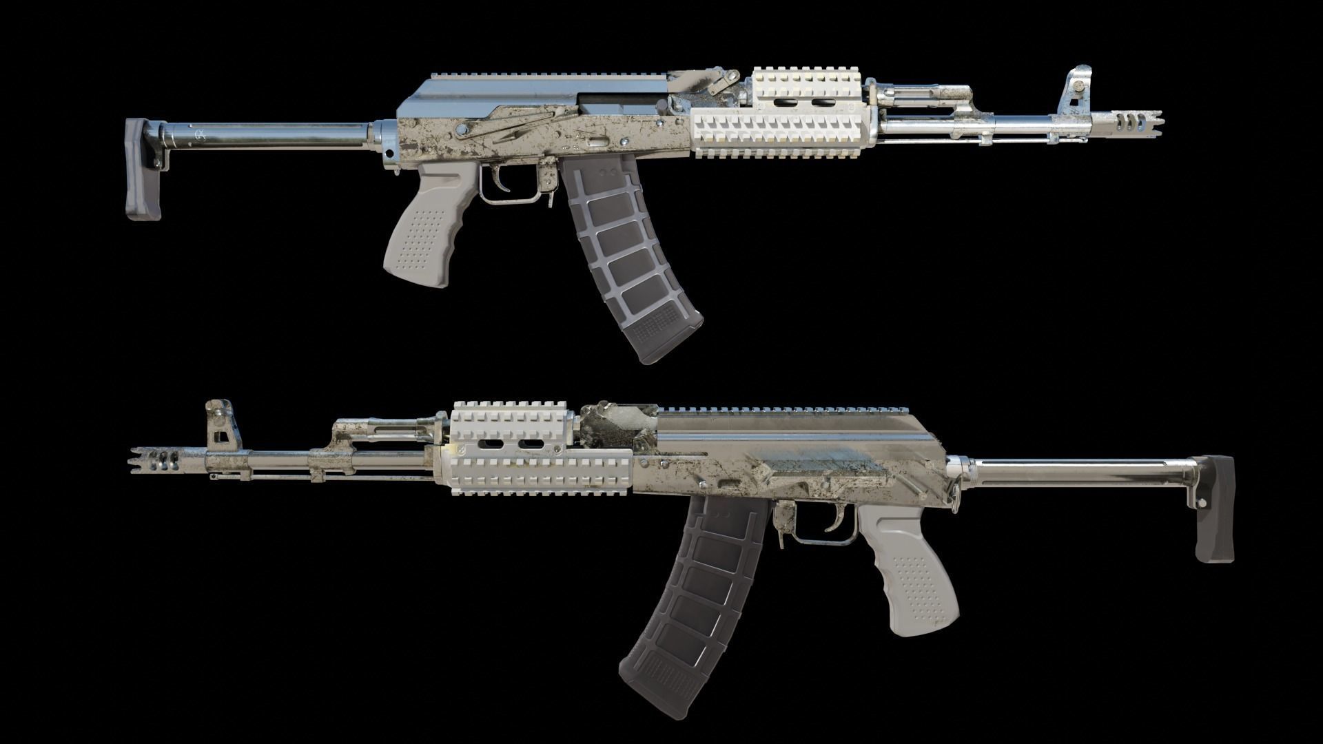Ak-74 two ak - rifles Low-poly 3D model_3