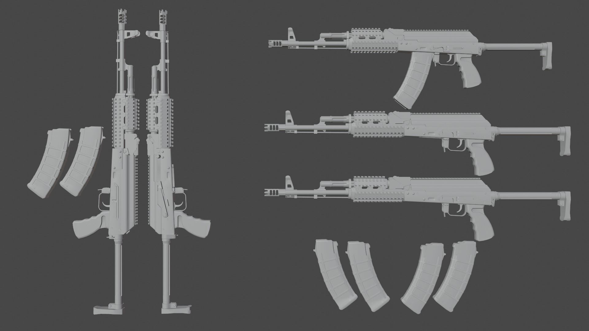 Ak-74 two ak - rifles Low-poly 3D model_14