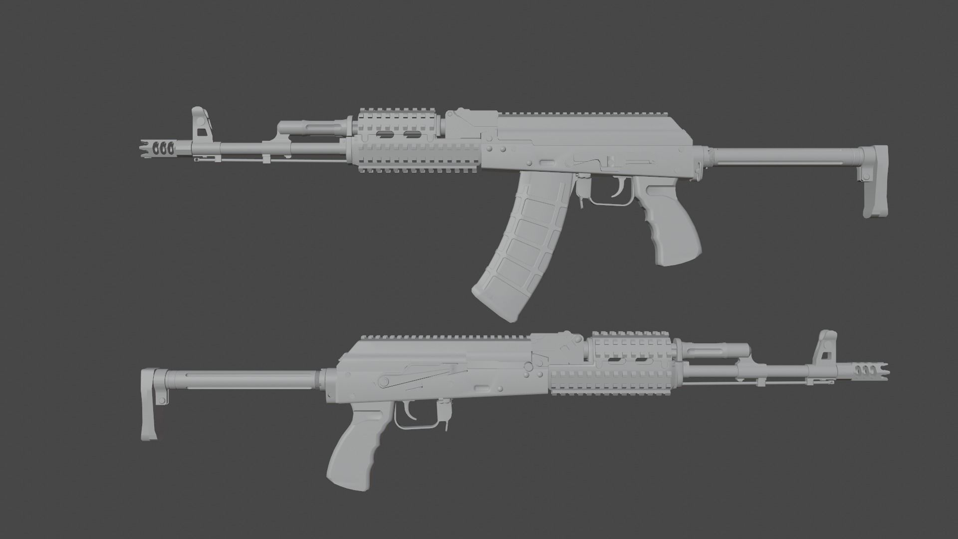 Ak-74 two ak - rifles Low-poly 3D model_13