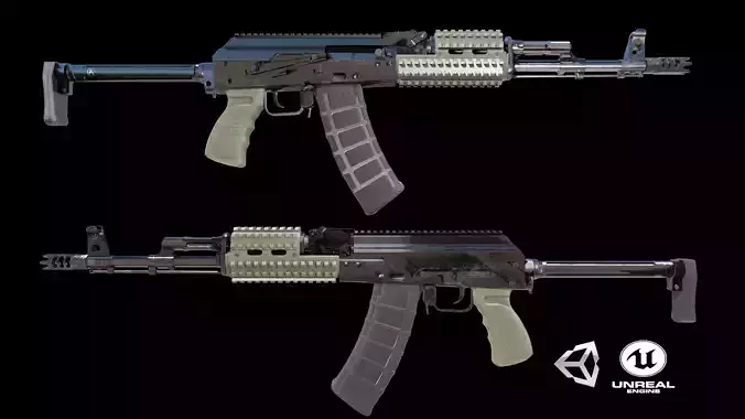 Ak-74 two ak - rifles Low-poly 3D model
