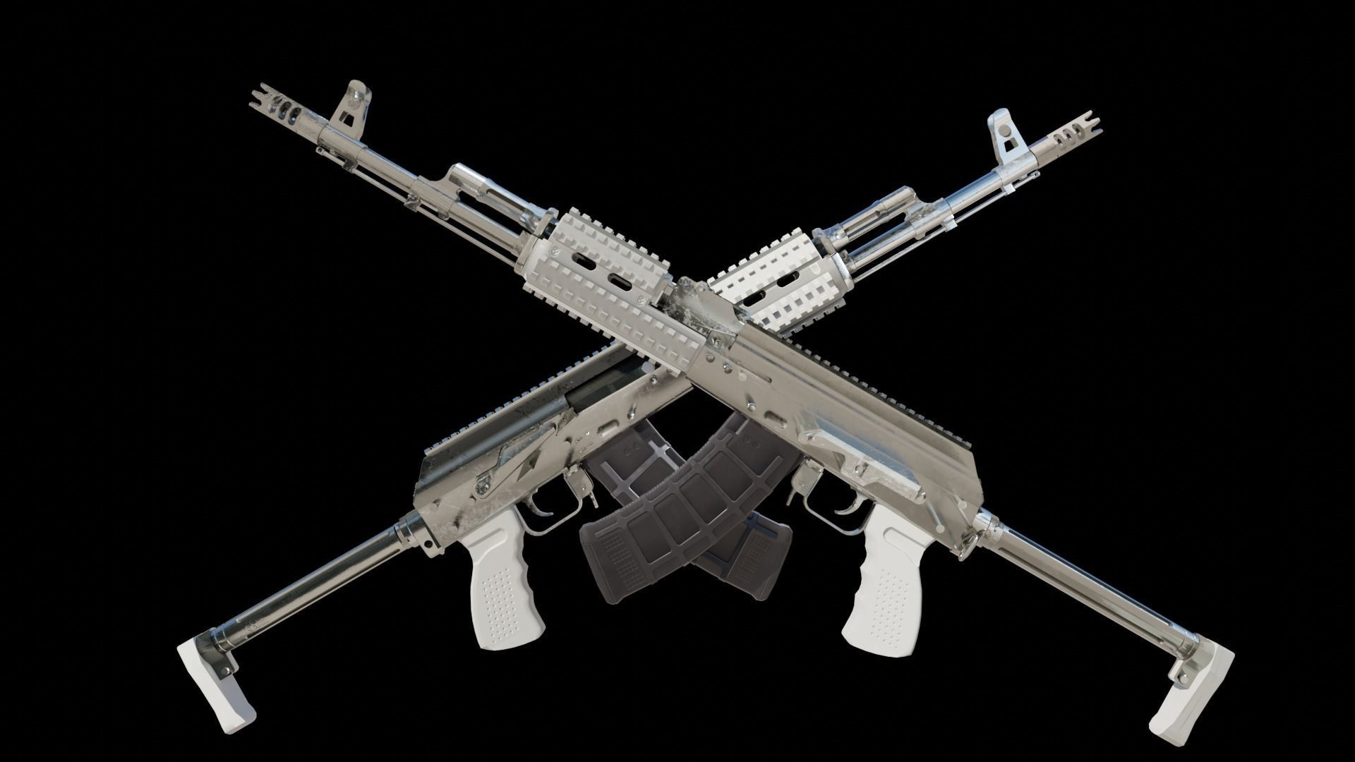 Ak-74 two ak - rifles Low-poly 3D model_6