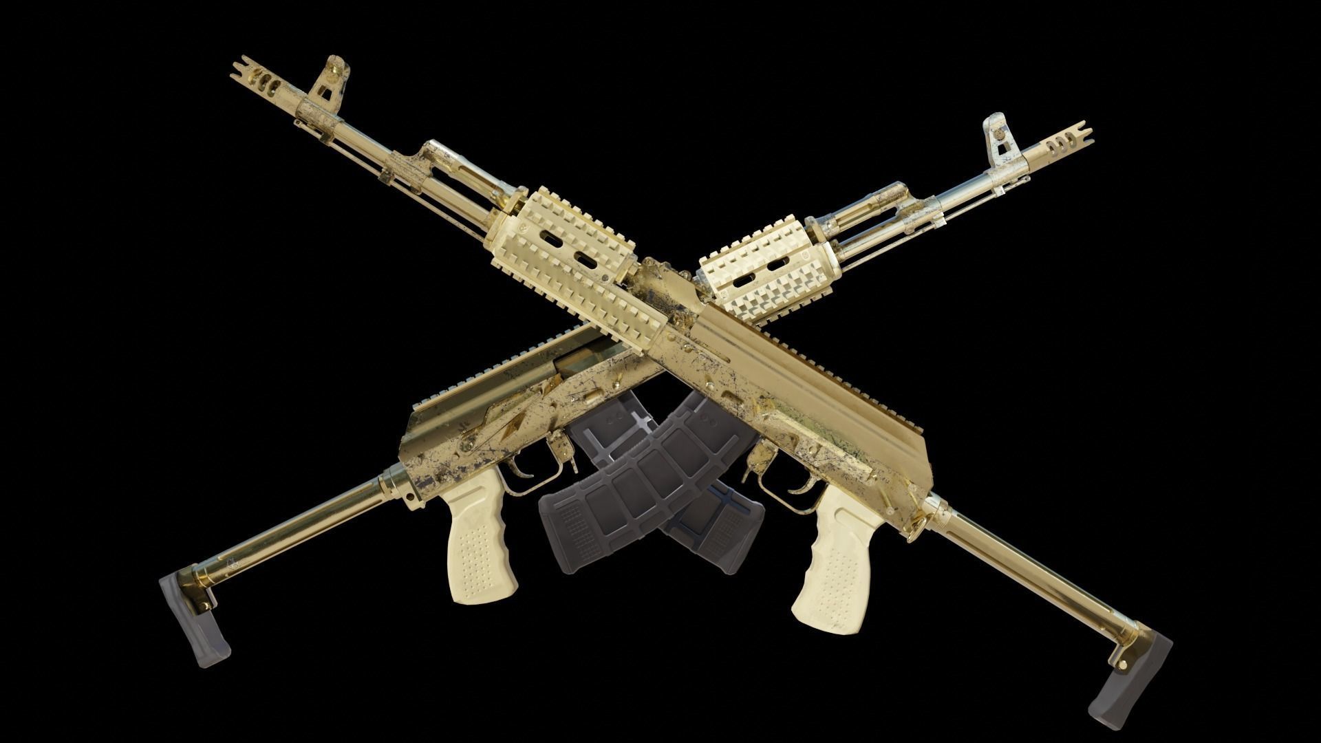 Ak-74 two ak - rifles Low-poly 3D model_5