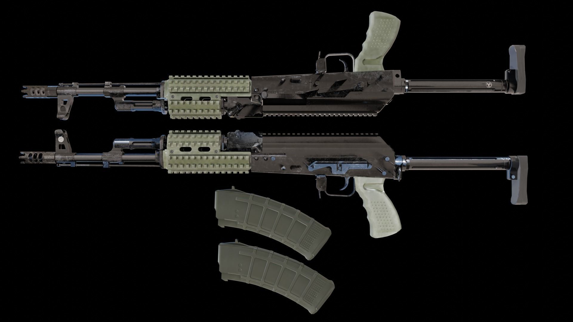 Ak-74 two ak - rifles Low-poly 3D model_8