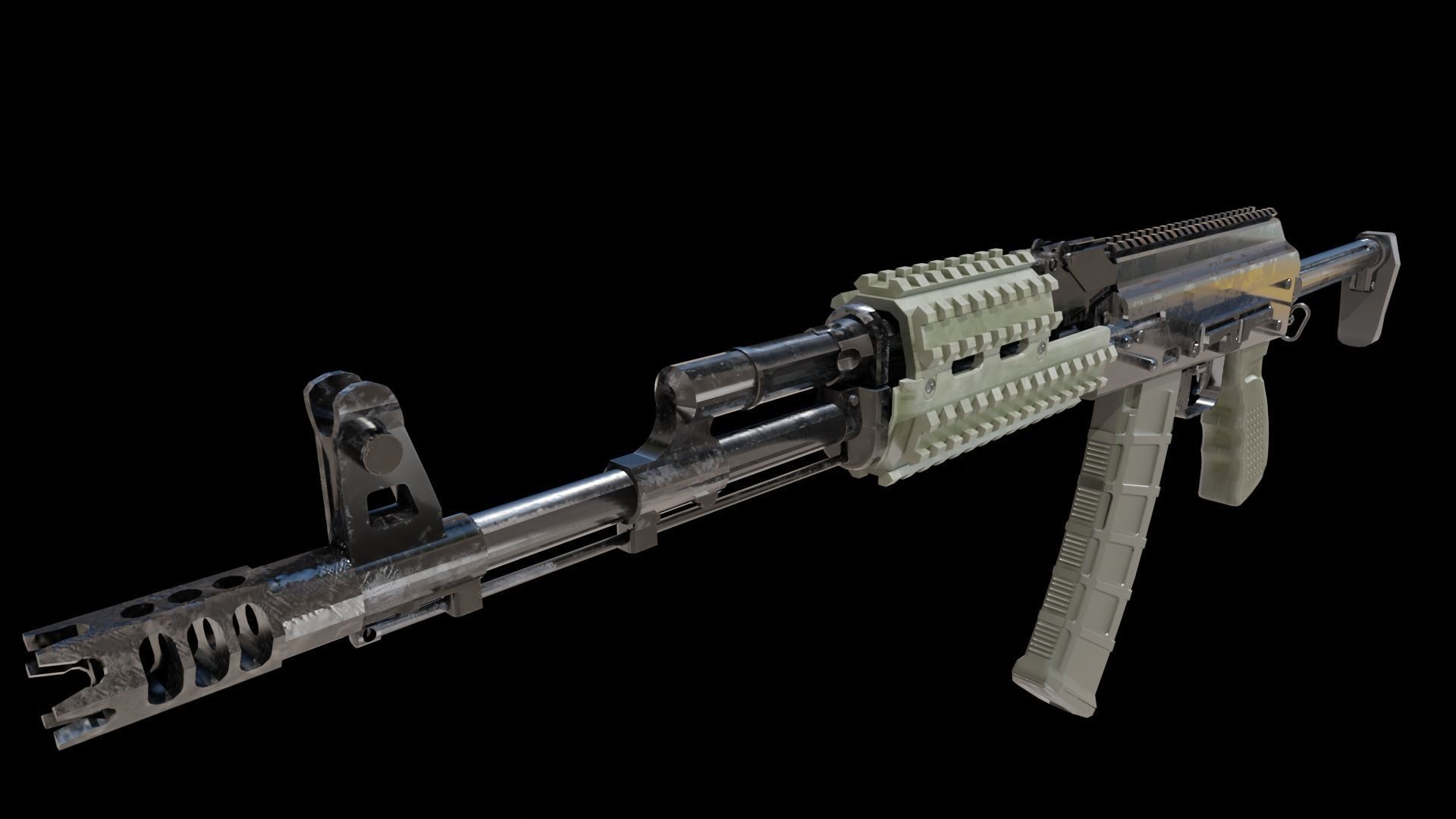 Ak-74 two ak - rifles Low-poly 3D model_9