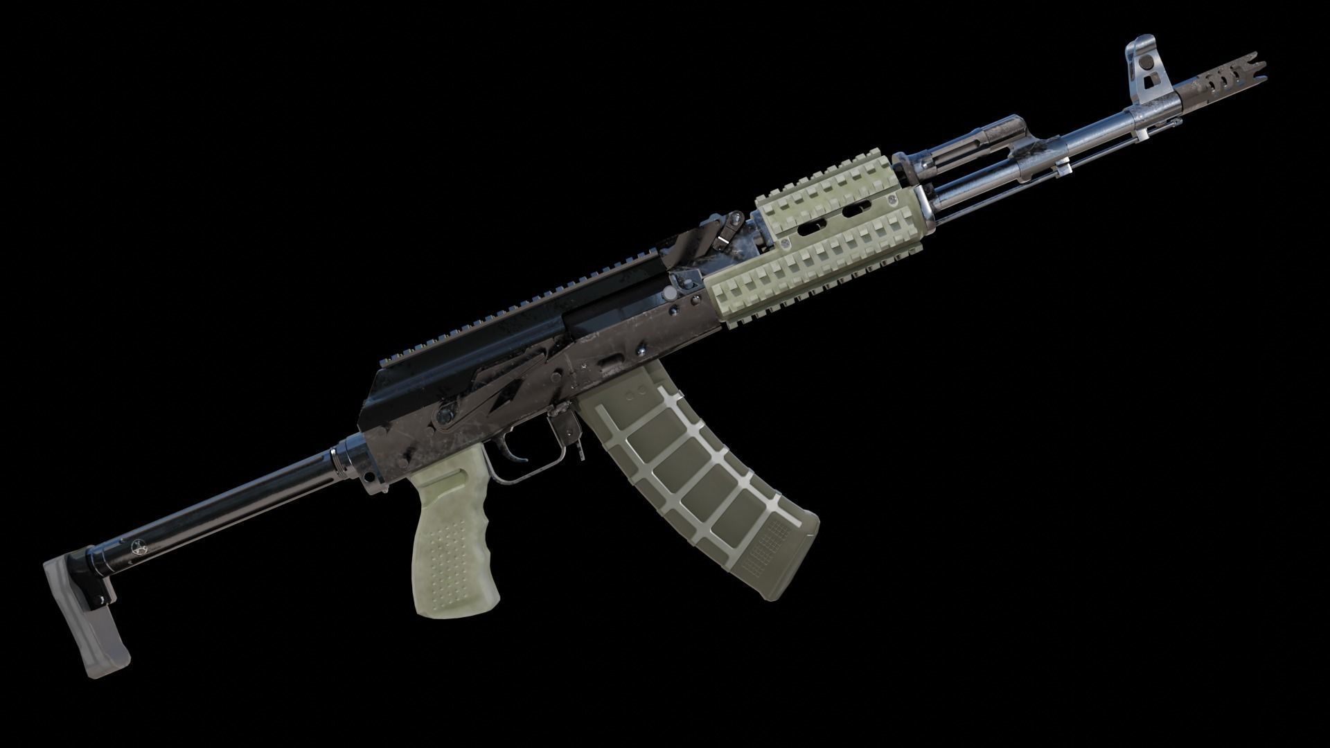 Ak-74 two ak - rifles Low-poly 3D model_10