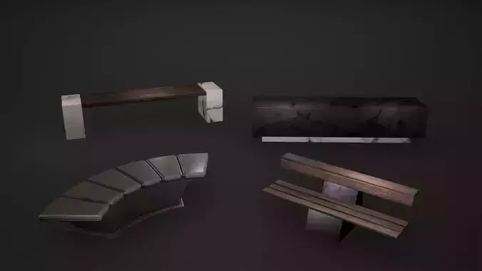 Benches Game Ready bench made of wood and marble