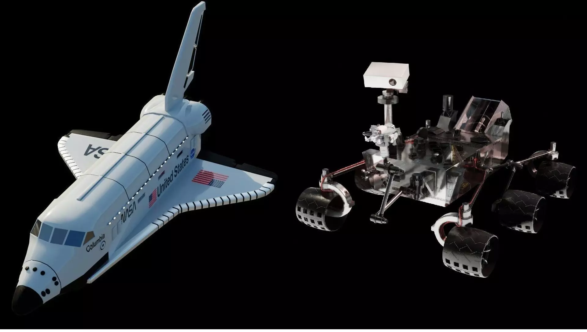 Space Shuttle and Mars Rover 3D models 3D Model Collection_0