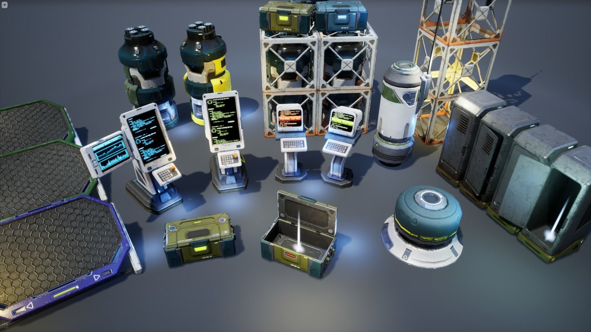 Sci-Fi Props Pack vol 2 Low-poly 3D model_1
