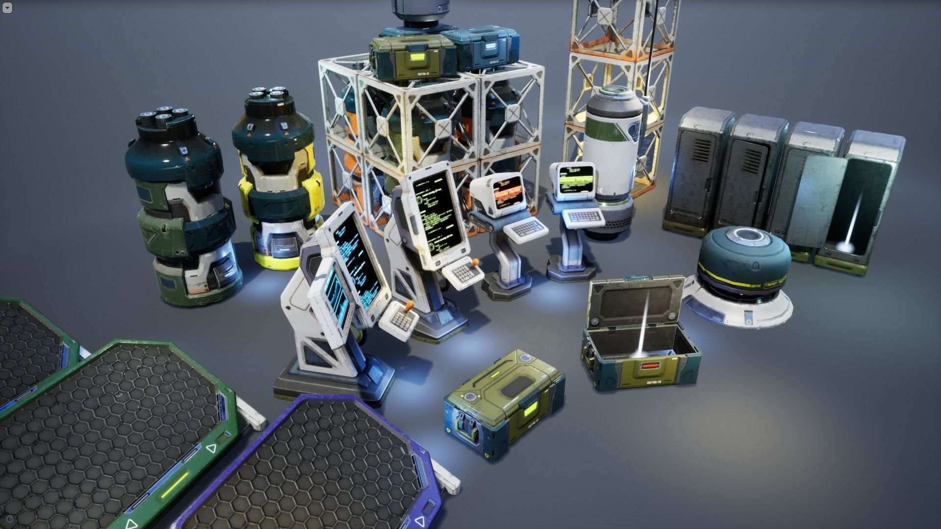 Sci-Fi Props Pack vol 2 Low-poly 3D model_2
