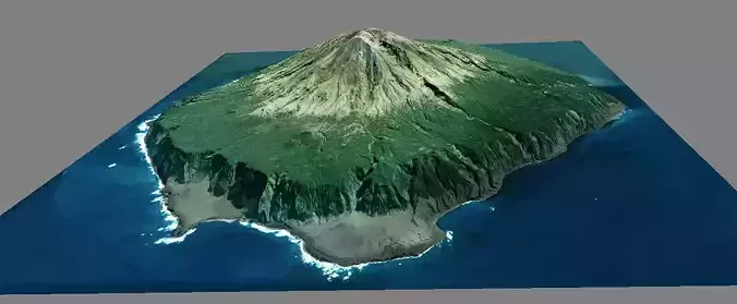 Tristan da Cunha terrain 3d model