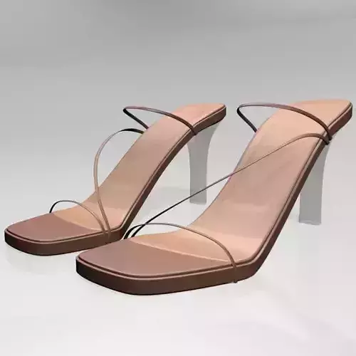 Square-Toe Chunky-Heel Slide Sandals 01