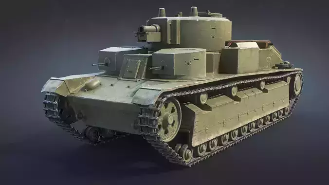 T-28 Medium Tank Low-poly 3D model
