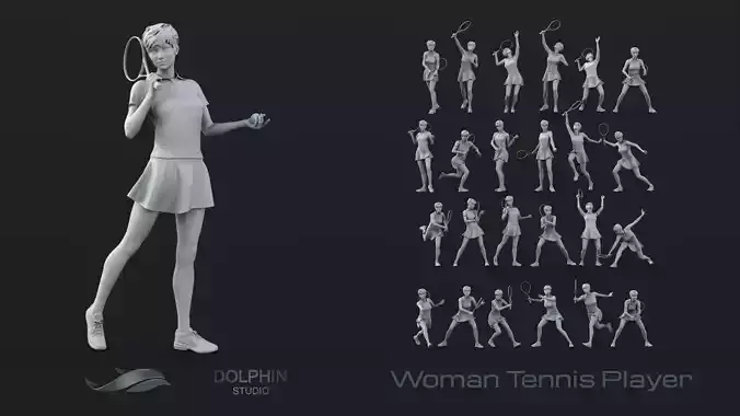 24 Tennis figures 3D model