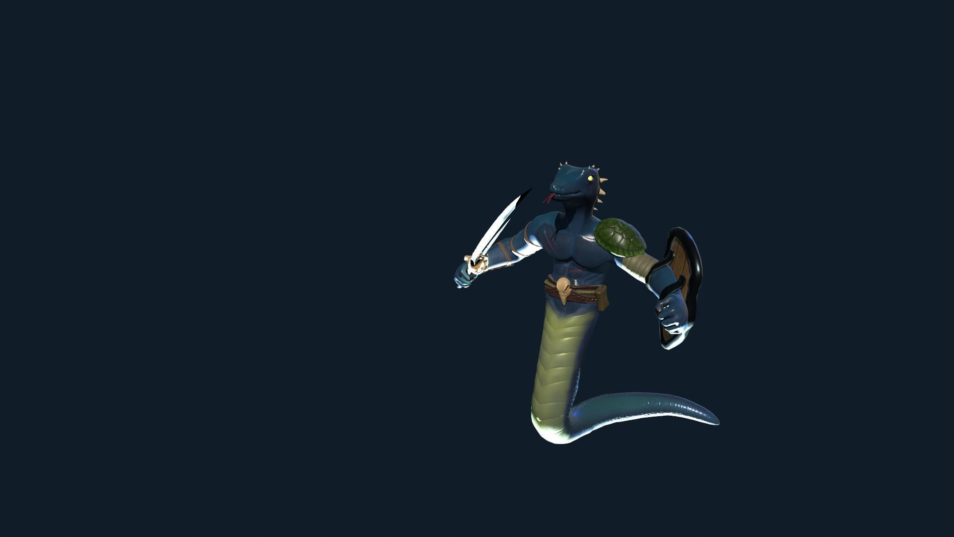 Snake Warrior Low-poly 3D model_9