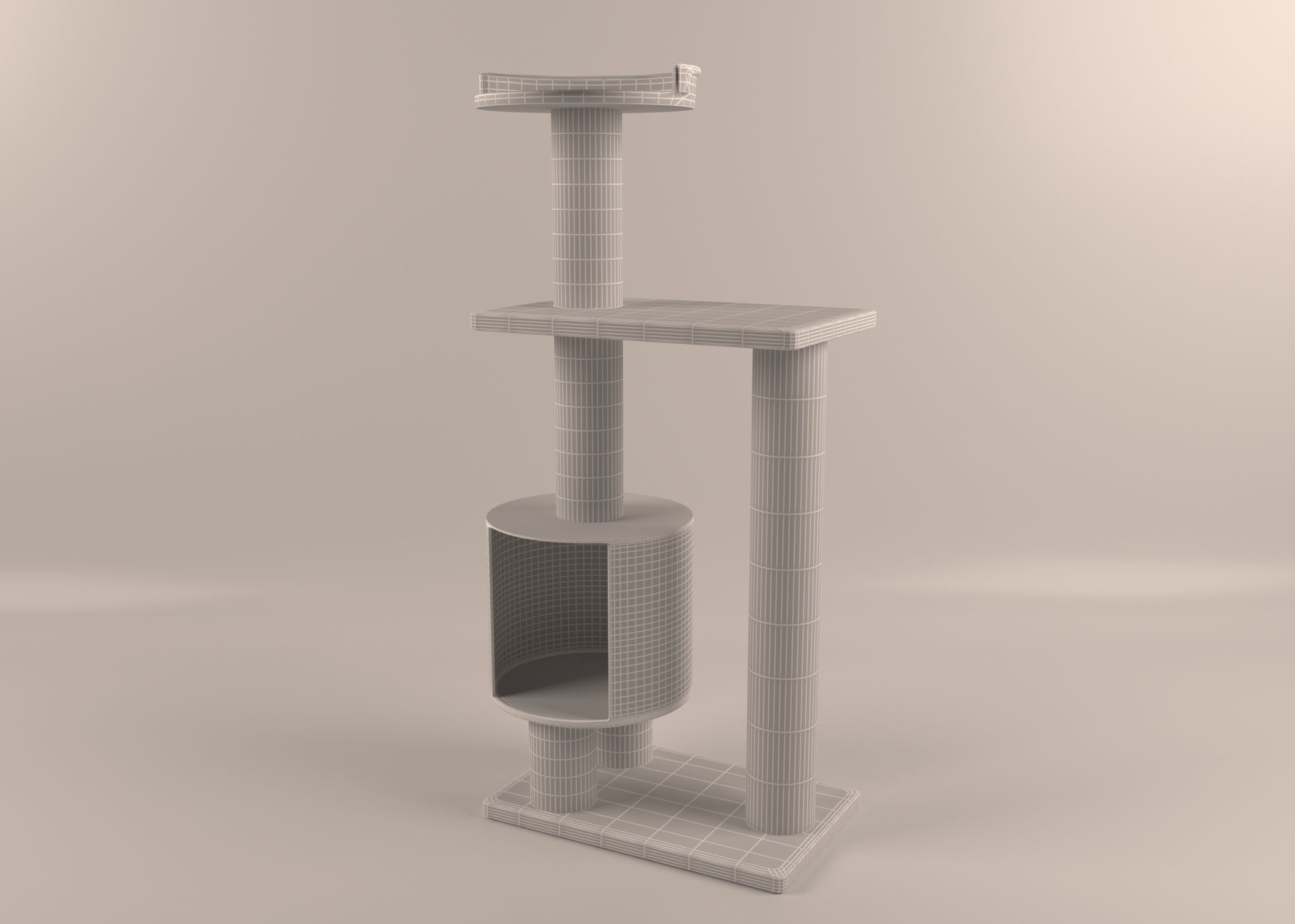 cat house  Free low-poly 3D model_3