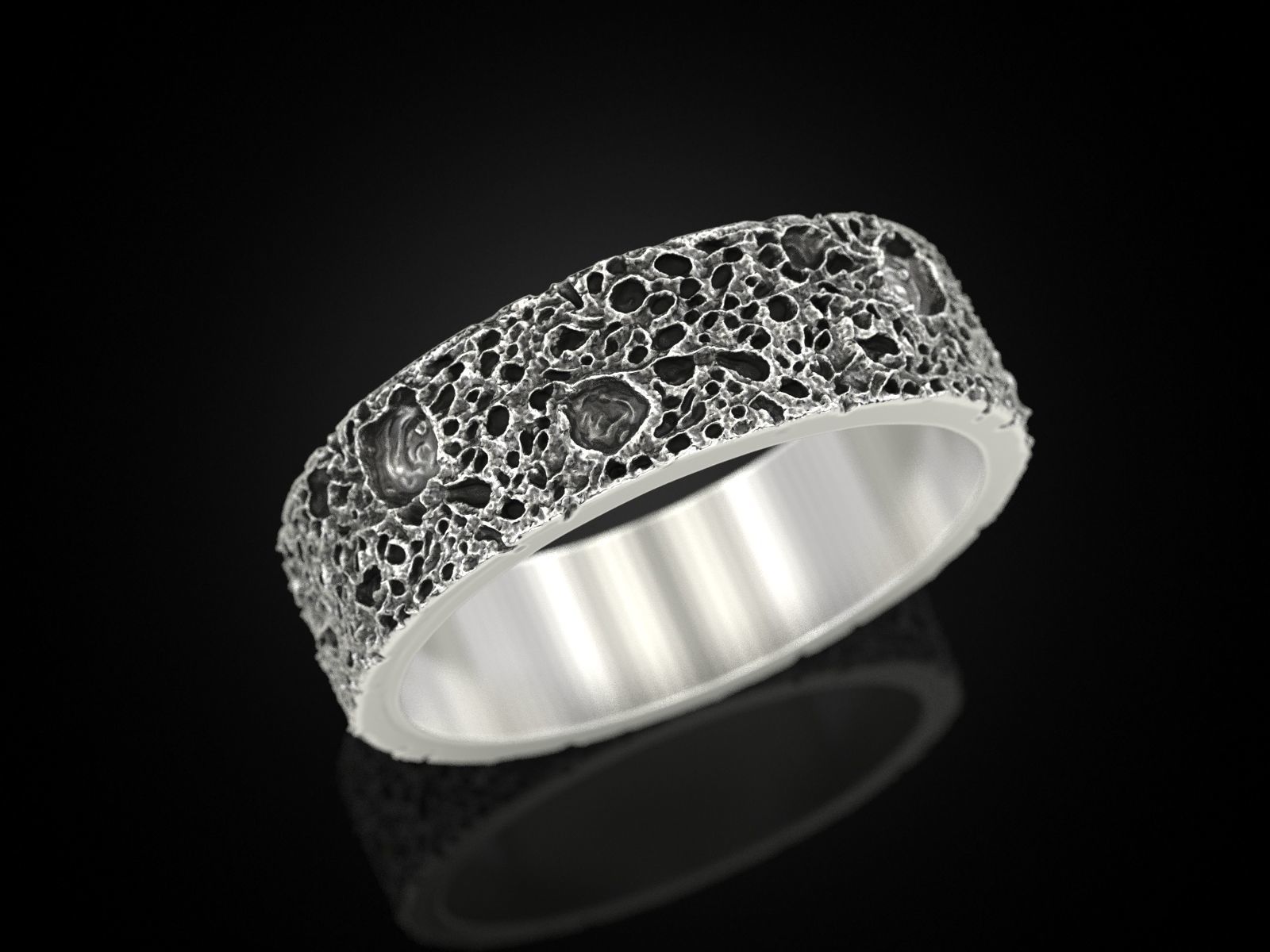 Moon craters ring 3D print model_2