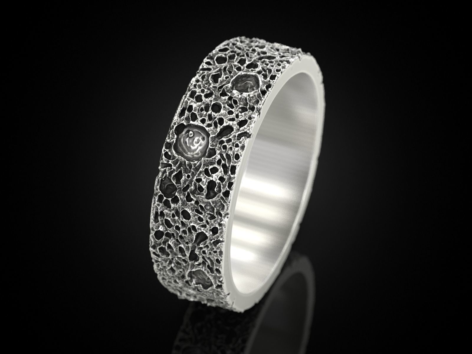 Moon craters ring 3D print model_3