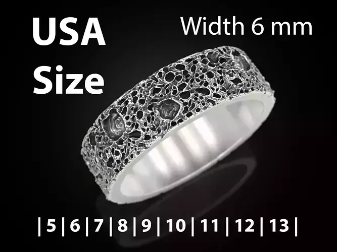Moon craters ring 3D print model